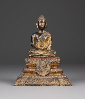 Picture EINE VERGOLDETE SITZENDE FIGUR VON BUDDHA AUS BRONZE