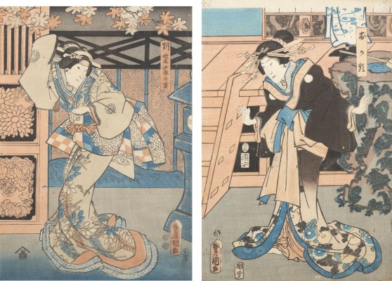 Auction <br>UTAGAWA KUNISADA, ZWEI UKIYO-E