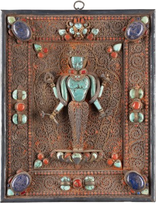 Auction <br>EINE FILIGRANE VOTIVTAFEL AUS SILBER MIT STEINEINLAGEN