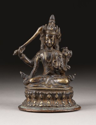 Picture EINE SITZENDE FIGUR VON MANJUSHRI AUS BRONZE
