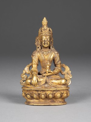 Picture EINE VERGOLDETE SITZENDE FIGUR VON VAJRAPANI AUS BRONZE