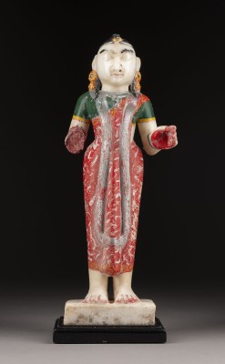 Picture EINE POLYCHROM BEMALTE FIGUR EINER INDISCHEN GOTTHEIT AUS ALABASTER