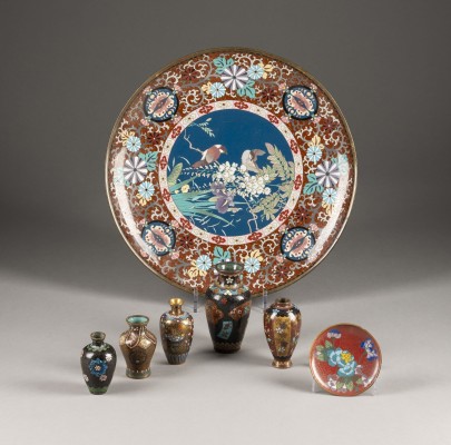 Picture SIEBEN KLEINE CLOISONNÉ EMAILLE OBJEKTE
