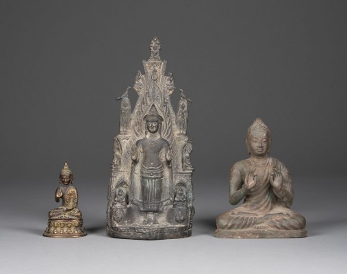 Bild DREI BUDDHAFIGUREN AUS BRONZE