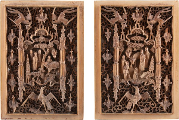 Bild ZWEI HOLZGESCHNITZTE RELIEFS