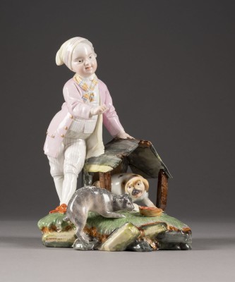 Auktion 137<br>FIGURENGRUPPE 'KNABE MIT HUND UND KATZE'