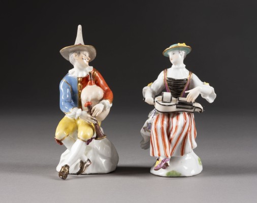 Picture 'HARLEKIN MIT DUDELSACK' UND 'MÄDCHEN MIT DREHLEIER'