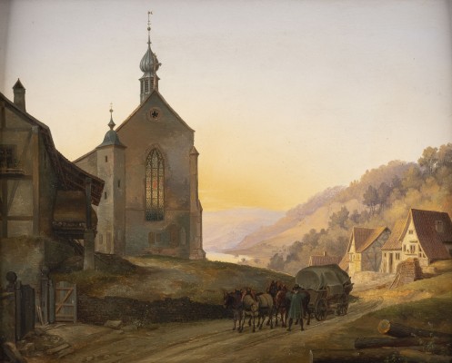 Auction 137<br>Dorfstraße und Kirche im Morgenlicht