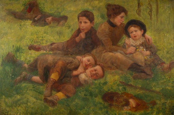 Auction 137<br>Kinder spielen auf der Wiese. Großformatige Komposition