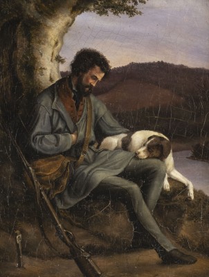 Auktion 137<br>JÄGER UND SEIN HUND RASTEN UNTER EINEM BAUM