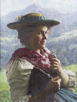 Auktion 137<br>JUNGES MÄDCHEN IN DIRNDL IM BAYERISCHEN OBERLAND