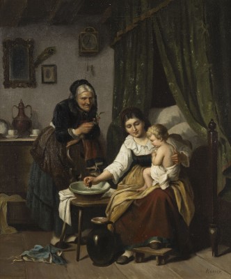 Auktion 137<br>OMA HILFT DER MUTTER BEIM BADEN DES KINDES