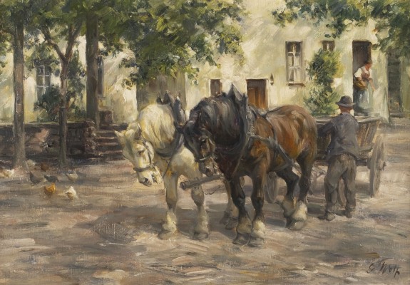 Auktion 137<br>PFERDEFUHRWERK AUF EINEM BAUERNHOF