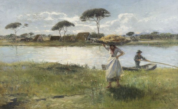 Auktion 137<br>SOMMERLANDSCHAFT MIT BAUERN AM FLUSS
