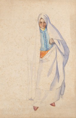 Auction 137<br>ZWEI ARBEITEN: PORTRAIT EINER FRAU. MÄDCHEN IM ORIENTALISCHEN GEWAND