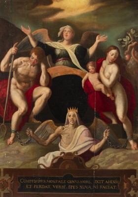 Auktion 137<br>DIE KETTEN DES SÜNDENFALLS UND DER GLAUBE, DER DIE FESSELN DES TODES ÜBERWINDET, UM 1580