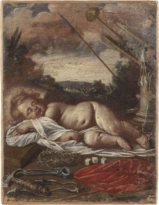 Auction 137<br>LANDSCHAFT MIT SCHLAFENDEM CHRISTUSKNABEN MIT LEIDENSWERKZEUGEN