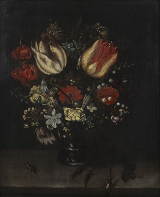 Auktion 137<br>BLUMENSTILLLEBEN IN EINER GLASVASE MIT KÄFER