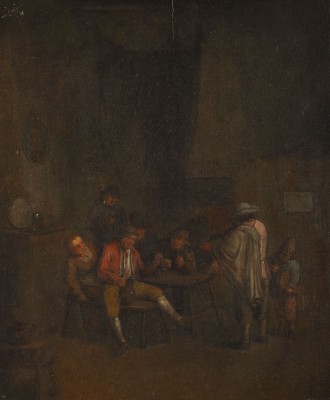 Auktion 137<br>ZECHENDE UND PFEIFE RAUCHENDE BAUERN IM WIRTSHAUS