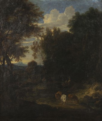 Auktion 137<br>WALDLANDSCHAFT MIT KÜHEN UND VIEHHIRTEN