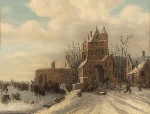Auktion 137<br>WINTERLICHES EISVERGNÜGEN VOR MITTELALTERLICHEN BURGANLAGE
