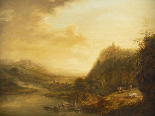 Auktion 137<br>GROSSE FLUSSLANDSCHAFT MIT STEINBRÜCKE