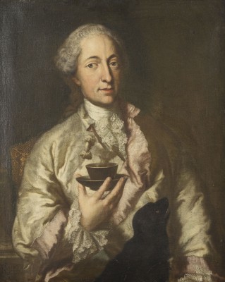 Auktion 137<br>BILDNIS KURFÜRST MAXIMILAN III JOSEPH VON BAYERN MIT SCHOSSHUND, UM 1755