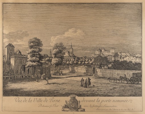 Bild 'VUE DE LA VILLE DE PIRNE DEVANT LA PORTE NOMMÉE DOHNAISZH THOR' (ANSICHT VON PIRNA VON DER WESTSEITE MIT DEM DOHNAISCHEN TOR'
