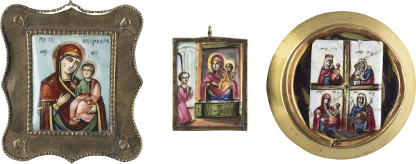 Auktion 138<br>DREI FINIFTI MIT GNADENBILDERN DER GOTTESMUTTER