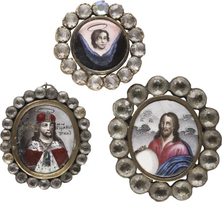 Auction 138<br>DREI FINIFTI: CHRISTUS DER WELTENHERRSCHER, CHERUB UND HEILIGER KONSTANTIN
