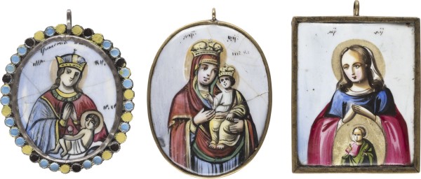 Auktion 138<br>DREI FINIFTI MIT GNADENBILDERN DER GOTTESMUTTER