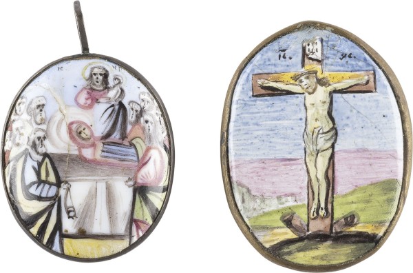 Auktion 138<br>ZWEI FINIFTI MIT DER KREUZIGUNG CHRISTI UND DEM ENTSCHLAFEN DER GOTTESMUTTER