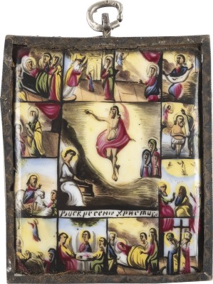 Auktion 138<br>FINIFT MIT DER AUFERSTEHUNG CHRISTI UND ZWÖLF HOCHFESTEN DES ORTHODOXEN KIRCHENJAHRES