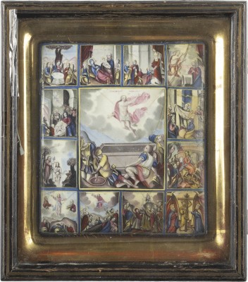 Auktion 138<br>GROSSES FINIFT MIT DER AUFERSTEHUNG CHRISTI MIT ZWÖLF HOCHFESTEN DES ORTHODOXEN KIRCHENJAHRES