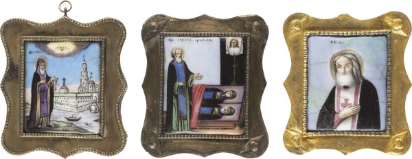 Auction 138<br>DREI FINIFTI: HEILIGER SERGEJ VON RADONESCH, NIL STOLOBENSKIJ UND SERAFIM VON SAROW