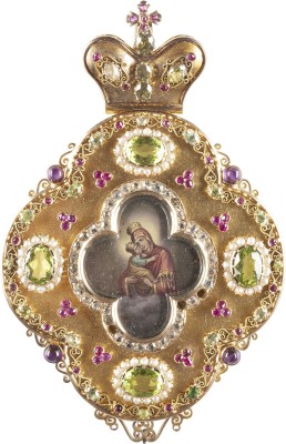 Auction 138<br>FEINE PANHAGIA MIT DER GOTTESMUTTER 'POTSCHAEWSKAJA'