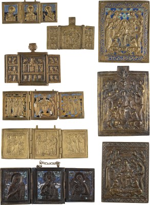 Auktion 138<br>SAMMLUNG VON NEUN BRONZE-IKONEN MIT (ERWEITERTER) DEESIS-DARSTELLUNGEN