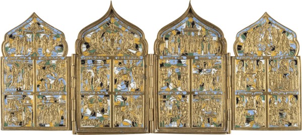 Bild BRONZE-TETRAPTYCHON MIT HOCHFESTEN DES ORTHODOXEN KIRCHENJAHRES