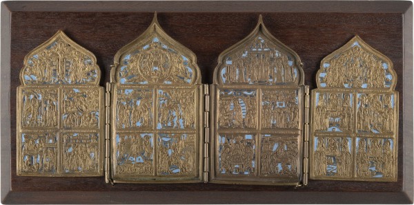 Bild MONTIERTES BRONZE-TETRAPTYCHON MIT HOCHFESTEN DES ORTHODOXEN KIRCHENJAHRES