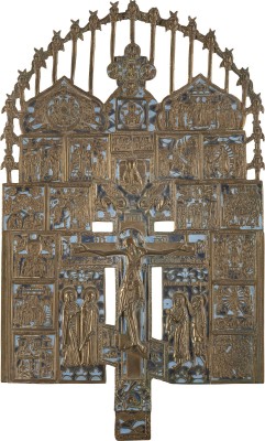 Picture GROSSES ERWEITERTES KREUZ MIT DARSTELLUNGEN VON FESTTAGEN UND AUSGEWÄHLTEN HEILIGEN SOWIE CHERUBIM-BEKRÖNUNG