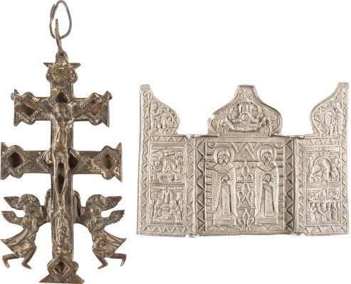 Picture CARAVACA-KRUZIFIX UND TRIPTYCHON MIT HEILIGEN UND FESTTAGEN