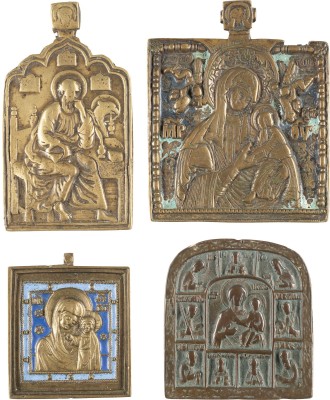 Picture VIER BRONZE-IKONEN: DREI GNADENBILDER DER GOTTESMUTTER SOWIE JOHANNES DER EVANGELIST