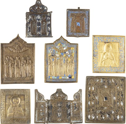 Bild ACHT BRONZE-IKONEN MIT KLOSTER-HEILIGEN