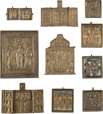 Bild SAMMLUNG VON ZEHN BRONZE-IKONEN: DEESIS UND AUSGEWÄHLTE PATRONATS-HEILIGE