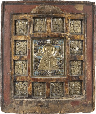 Picture IKONE MIT DEM HEILIGEN NIKOLAUS VON MYRA UND HOCHFESTEN