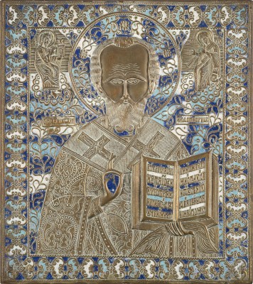 Picture FEINE BRONZE-IKONE MIT DEM HEILIGEN NIKOLAUS VON MYRA