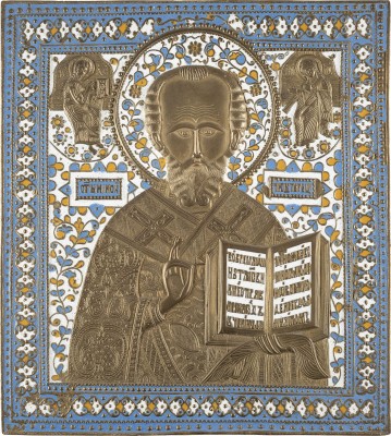 Picture FEINE BRONZE-IKONE MIT DEM HEILIGEN NIKOLAUS VON MYRA