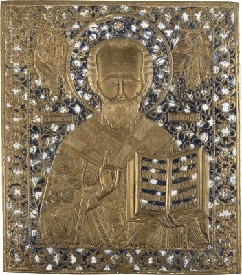 Picture GROSSE BRONZE-IKONE MIT DEM HEILIGEN NIKOLAUS VON MYRA