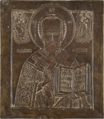 Picture GROSSE BRONZE-IKONE MIT DEM HEILIGEN NIKOLAUS VON MYRA