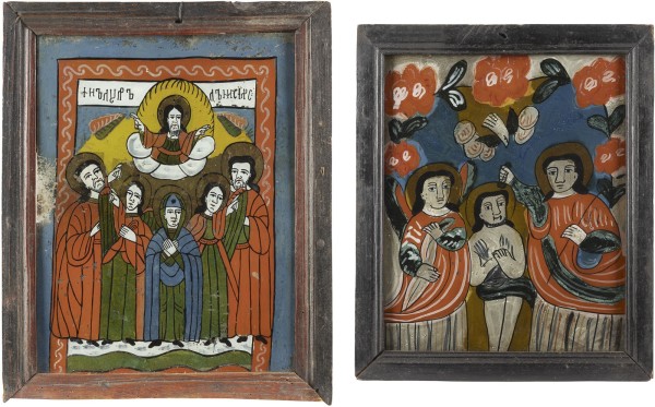 Auction 138<br>ZWEI HINTERGLAS-IKONEN: TAUFE UND HIMMELFAHRT CHRISTI